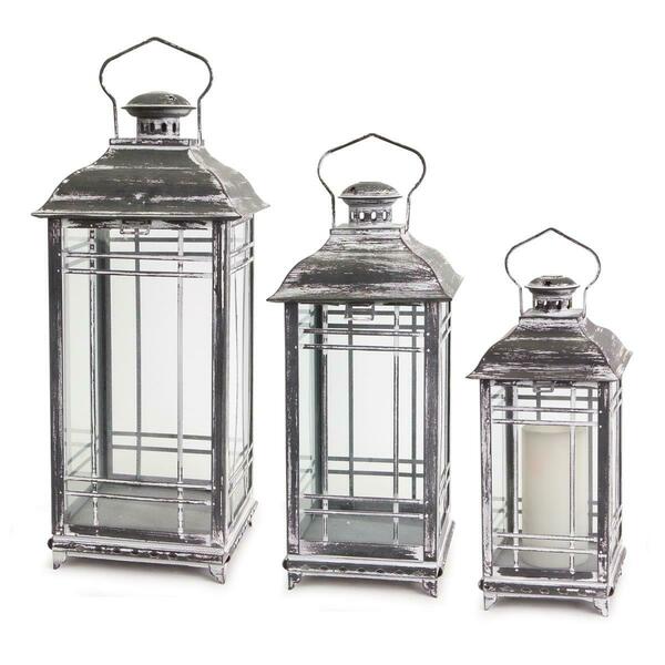 Yhior DS 14, 17 & 20 in. Metal & Glass Lantern - Set of 3 YH2615856